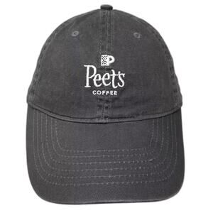 Peet's Coffee Baseball Cap Gray Brown OS Adjustable Hat Embroidered Slideback
